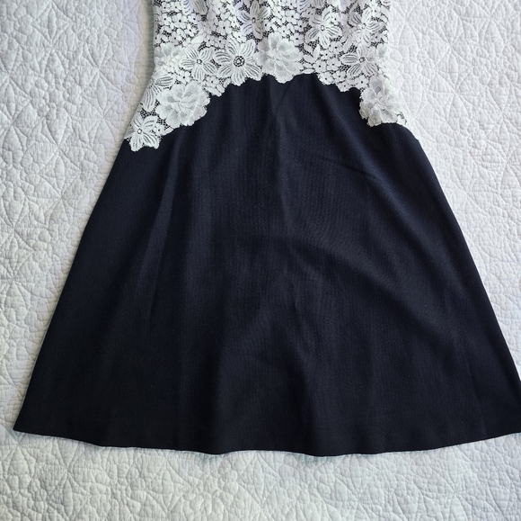 Lauren Ralph Lauren White Navy Lace Overlay Sleeveless Crepe Dress Size 4 - Picture 3 of 14